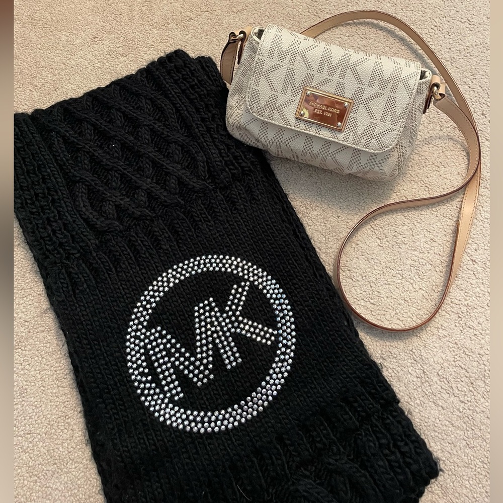 2 PIECE; Michael Kors crossbody and Michael Kors knit infinity scarf